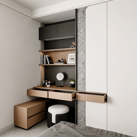 Armoire de chambre de luxe Japandi, meuble de rangement mural personnalisé, coiffeuse autoportante verrouillable, placard intégré minimaliste de qualité ENF