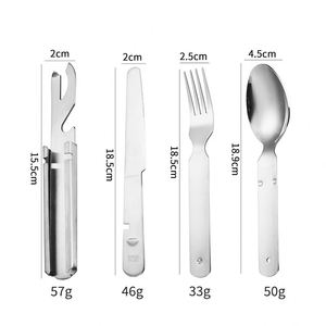 Modern Portable Outdoor Knife Fork Spoon with Bottle Opener Stainless Steel <b>Cutlery</b> <b>Set</b> for Camping <b>Picnic</b> - Product Image 2