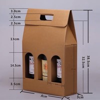 Bon prix 750ml boîte-cadeau de vin Kraft matériau laminé ondulé revêtement UV 3 bouteilles ensemble matériaux recyclés