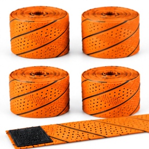 Venta al por mayor directa de fábrica, precio bajo, cinta de agarre de PU perforada naranja para bate de béisbol, antideslizante y adherente para softbol - Product Image 6