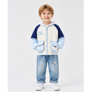 <span class=keywords><strong>Veste</strong></span> de baseball à capuche pour garçons MZJ avec applique ours, style décontracté, color-block, fermeture éclair, pour l'automne et le quotidien - Product Image 1