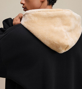 Sweat-shirt à capuche zippé en polaire épais doublé polaire, style <span class=keywords><strong>patchwork</strong></span>, coupe courte, pour homme, fabrication sur mesure OEM - Product Image 2