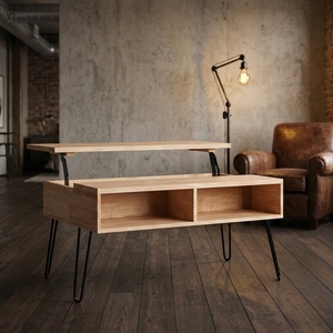 Mesa de Centro Moderna Multifuncional de Madera Maciza Hecha a Medida, Ajustable en Altura, con Tablero Elevable y Función de Almacenamiento - Product Image 4