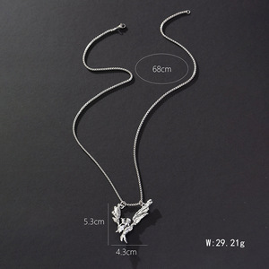 <b>Angel</b> Pendant Necklace Stainless Steel Wings Cartoon Design Unisex Sweater Chain <b>Gift</b> Jewelry - Product Image 2