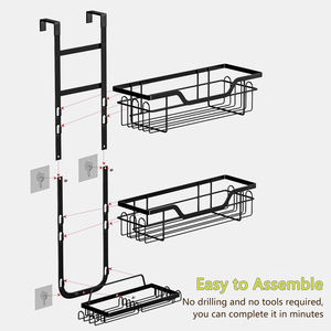 SANIPRO Organiseur de douche en fer à 3 niveaux détachable, panier de salle de bain, étagère de rangement suspendue à la porte, en métal, à fixer au <span class=keywords><strong>coin</strong></span> - Product Image 5