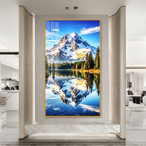 Majestueuse réflexion <span class=keywords><strong>du</strong></span> <span class=keywords><strong>lac</strong></span> de l'Himalaya - Peinture diamantée en porcelaine cristalline dans un cadre en aluminium de qualité supérieure pour décoration murale - Product Image 2