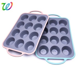 12 ly không dính kim loại gia cố khung Silicone Muffin Pan để nướng bánh nướng xốp tự chế - Product Image 6