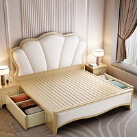 Cadre de lit en bois antique de qualité supérieure en noyer classique durable avec poteau, modèles de lits en bois bon marché