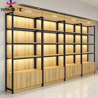 Vitrine murale personnalisée avec logo, armoire de rangement inférieure verrouillable pour produits de beauté, cosmétiques, présentoir mural pour la vente au détail