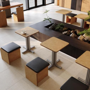 Thiết kế thời trang bằng gỗ bọc Thanh quán cà phê phòng khách sạn đồ nội thất gian hàng thương mại nhà hàng ăn Bàn Ghế bộ - Product Image 3