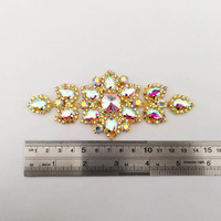 Applique en strass en gros, patch en cristal brodé, ceinture de mariée, bijoux en cristal, appliques de mariage MYGAP002-1