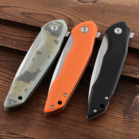 Bochen Tactique Pierre Lavé Couteau Pliant G10 Poignée Chasse En Plein Air Couteau Pliant Camping EDC D2 Lame Orange Camo Noir