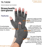 Gants orthopédiques thérapeutiques en coton gris sans doigts, à compression pour les mains, anti-arthrite, compatibles écran tactile et détection par aiguille
