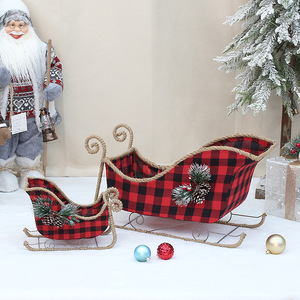 DAMAI New Christmas Decorations Red Black Plaid Fabric Pine <strong>Cones</strong> Pine Needles Jute Rope <strong>Foam</strong> Snowmobile Deer Car - Product Image 2