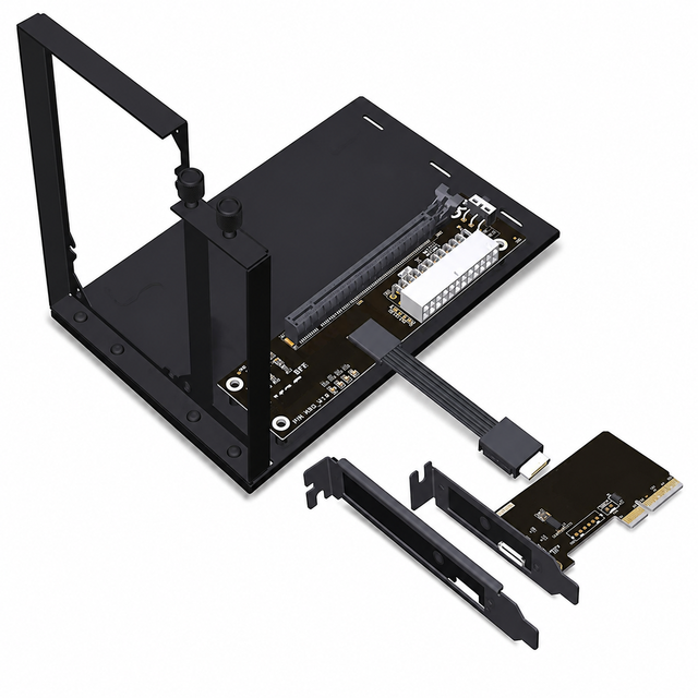 PCIe to Dual M.2 NVMe SSD Adapter Card with External Enclosure PCIe 4.0 X16 Aluminum Case for Desktop Storage Expansion