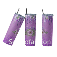 Meilleures ventes : Gobelet droit 20oz en acier inoxydable, motif fleur 3D gonflée à paillettes, éco-responsable, le cadeau idéal pour la fête des Mères
