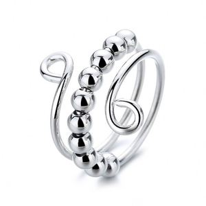 2022 New Arrival High Quality Sterling Silver <b>Ring</b> Meaningful <b>Stress</b> Relief <b>Ring</b> Unique Rotatable Bead <b>Ring</b> for Women Girls - Product Image 1