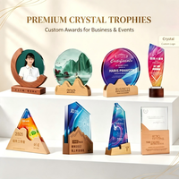 Trofeo de Cristal con Base de Madera y Logotipo Personalizado para Regalos de Recuerdo