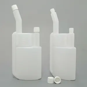 2 Oz 60ml HDPE Long Neck Dual Chamber Liquid Squeeze Measure Twin Neck Bottle