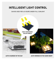Brique de glace solaire en verre givré étanche, lumière de jardin extérieur, lumière de sol LED, lumière de pavé pour chemin jardin IP 65