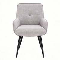 Chaise de salle à manger nordique moderne avec structure en fer, finition mate enduite de poudre et revêtement en tissu, pour la maison, le bureau et l'hôtellerie