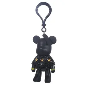 Craft Cartoon Bear Handmade Rhinestone Crystal Key Chains Charm Pendant Keychains For Women Gifts