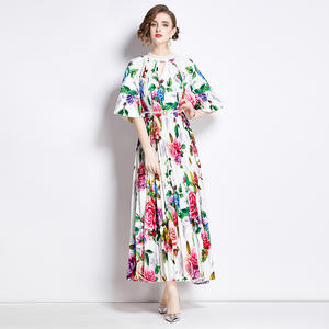 Sens supérieur transfrontalier de grande taille pour <span class=keywords><strong>femmes</strong></span> impression perles lourdes robe longue plissée jupe plissée tempérament Drees <span class=keywords><strong>femmes</strong></span> - Product Image 3