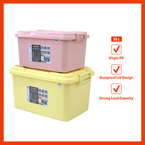 Handles <b>Lockable</b> Bin 50L Multi Colors Modern Decorative Multifunction Organizer <b>Box</b> Stackable Tote Lightweight Plastic <b>Storage</b> - Product Image 6