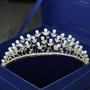 Cafogol — couronne de mariage Vintage apex 107, diadème de princesse, bandeau de perles d'eau douce en Zircon