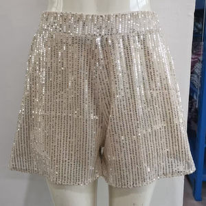 Skort <span class=keywords><strong>Mini</strong></span> Scintillante a Vita Alta da Donna di Tendenza Stile Channel 2025, Pantaloncini Svasati a Gamba Larga con Paillettes per Feste - Product Image 6