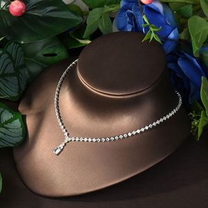 ชุดเครื่องประดับแฟชั่นทุกวันสร้อยคอและต่างหูคริสตัลเซอร์โคเนียทรงลูกบาศก์ฝรั่งเศสตกแต่งงานแต่งงาน S-91ผู้หญิง - Product Image 5