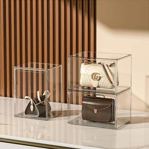 Injection Molded PET Acrylic Fold Magnetic Side Open Custom Organizer Case Giant Transparent <b>Clear</b> Sneaker Shoe Storage <b>Display</b> - Product Image 5