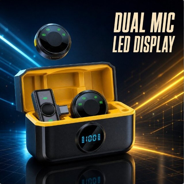 Dual Mic Wireless Lavalier Microphone 50M Range Digital Display Charging Case for Vloggers Content Creators Streamers