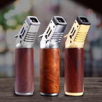 Briquet à flamme jet bleue, nouveau, en gros, avec logo personnalisé, rechargeable au gaz, coupe-vent, en alliage de zinc, écologique, avec boîte cadeau, pour cigarettes