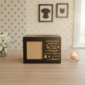 Urne funéraire en bois noir pour animaux de compagnie avec cadre photo et <span class=keywords><strong>citation</strong></span> gravée - Boîte à cendres commémorative pour chien et <span class=keywords><strong>chat</strong></span> - Product Image 6