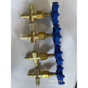 Raccord en laiton pour climatisation, valve en T avec poignée bleue pour le remplissage et la détection de réfrigérant, usage commercial - Product Image 2