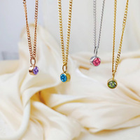 DIY 12 Constelaciones Birthstone Set Collar Zirconia Acero inoxidable Colgante Collar Aniversario Regalo de cumpleaños