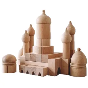 批发积木场景角色扮演房屋玩具木制城堡教堂积木
