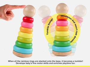 Brinquedos Educativos Infantis de Madeira em Forma de Torre Arco-Íris Fabricados em Fábrica para Desenvolvimento da Inteligência - Product Image 3