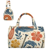 Sac à main brodé personnalisé avec imprimé vague hawaïenne et motif floral Hibiscus des Fidji pour le shopping, les voyages et le quotidien