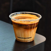 Gobelet rectangulaire jetable en PET transparent de 260 ml (9 oz) avec logo personnalisé, imprimé en sérigraphie, pour dégustation de café glacé et spécialités de café