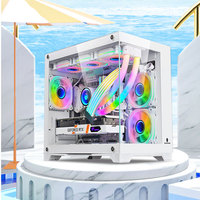 Yüksek Kaliteli PC Kasası Tamamen Şeffaf Temperli Cam Oyun Bilgisayarı Kasası MATX ITX Anakartları Destekler