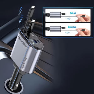 Caricabatterie da Auto Retrattile 100W 4 in 1 USB-C con Ricarica Rapida PD 20W per iPhone 17 16 15 14 13 12 11 Pro Max <span class=keywords><strong>Samsung</strong></span> Xiaomi - Product Image 3