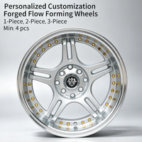 Rines FLowtone de cinco radios, diseño cóncavo, 4x100/114.3mm, 15 pulgadas, 15x7, 15x8.5J, de aleación ligera para Honda, Toyota, Mazda, Kia