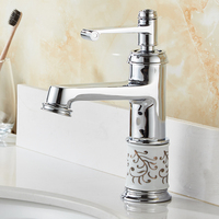 Robinet mélangeur de lavabo KD-203F de haute qualité, couleur argent électroplaqué, avec eau froide et chaude, pour salle de bain et jardin