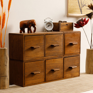 Boîte de rangement de bureau en bois massif multicouche avec compartiments, organisateur de bureau rectangulaire sur pied - Product Image 2