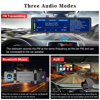 ADINKAM 1080p 2.5k Caméra de recul 3 canaux pour voiture avec enregistrement, compatible Android Auto, aide au stationnement avant/arrière