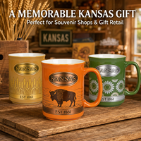 Tasses à café en céramique souvenir touristique de Kansas City, États-Unis, pour tasses à café en porcelaine, personnalisables OEM ODM, vente en gros