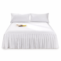 Jupe de lit plissée anti-poussière pour chambre d'hôtel et chambre à coucher, en tissu brossé, avec housse ajustée