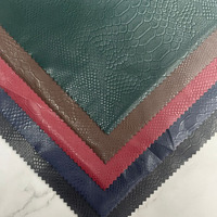 4 Way Stretch 0.6mm Rexine Snake Skin Texture Knitted Faux Artificial Synthetic PU Leather Fabric for Clothing Leather Dress
